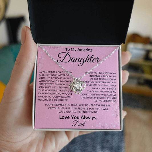 To My Amazing Daughter Love Dad - Love Knot Necklace