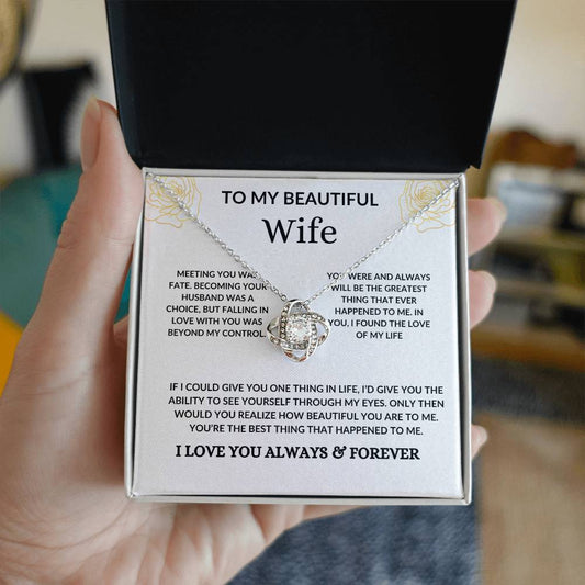 To My Beautiful Wife - Love Knot Necklace