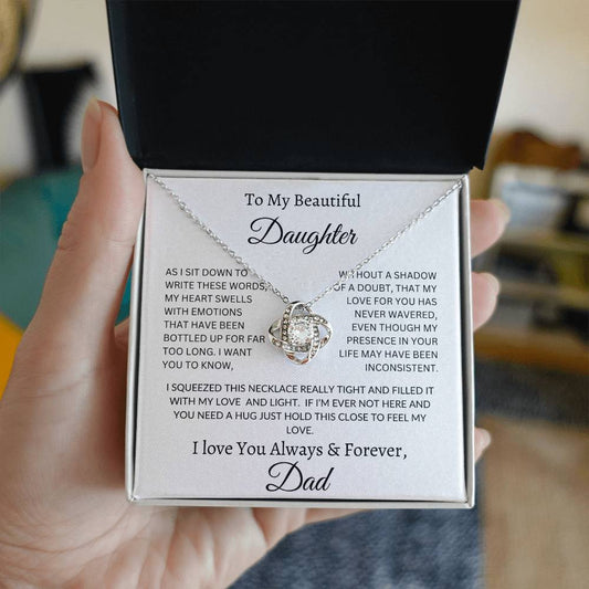 To My Beautiful Daughter Love Dad - Love Knot Necklace