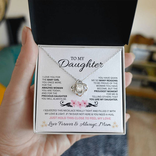 To My Daughter Love Mom -Love Knot Necklace