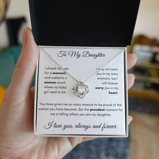 To My Daughter Love Knot Necklace
