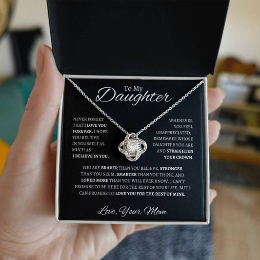 To My Daughter Love Mom - Love Knot Necklace