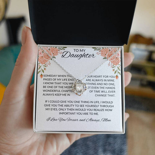 To My Daughter Love Mom - Love Knot Necklace