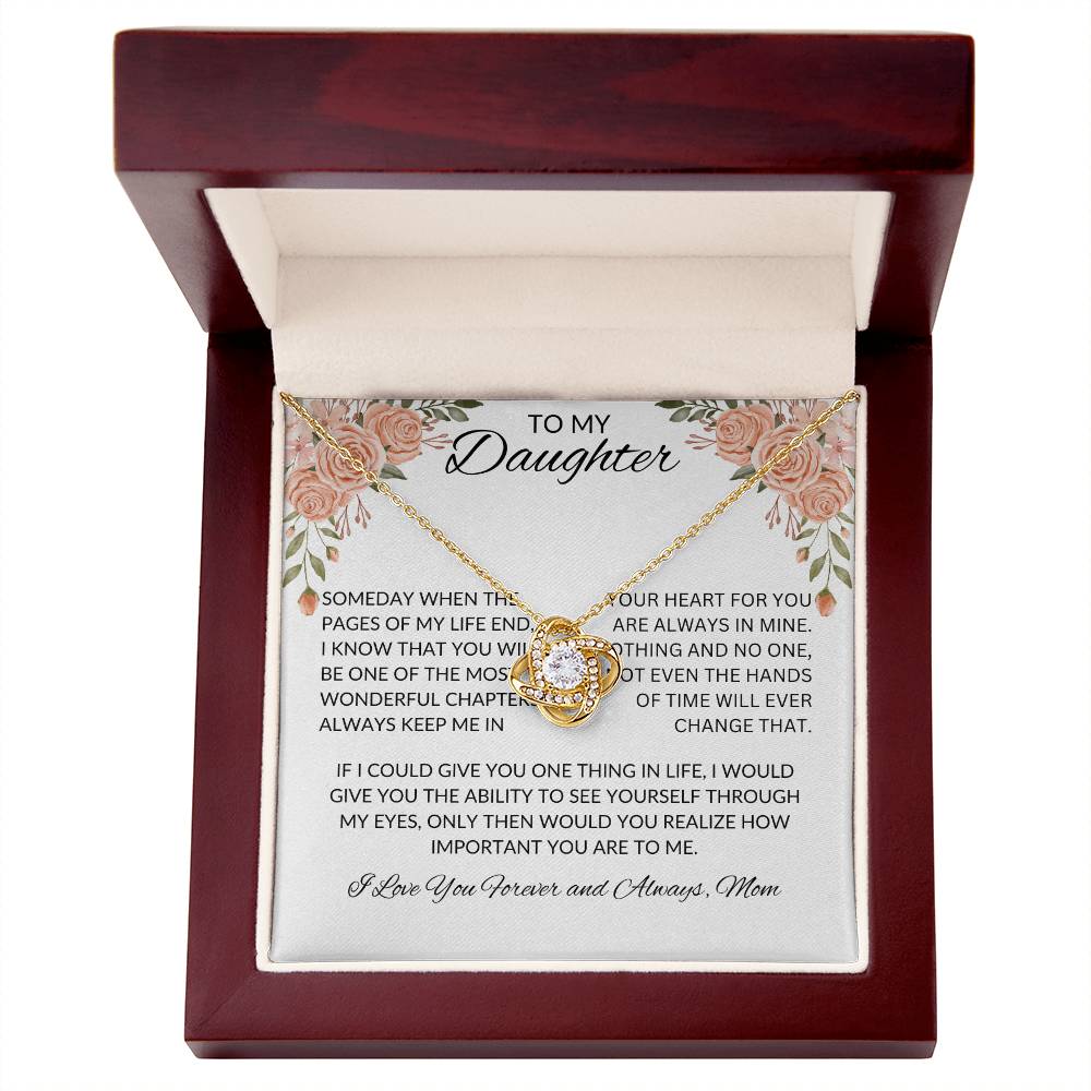 To My Daughter Love Mom - Love Knot Necklace