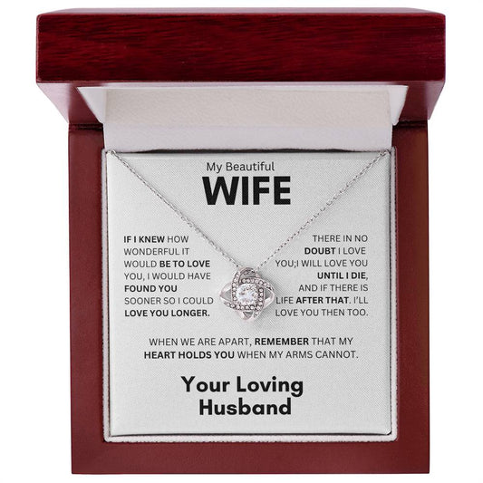 To My Beautiful Wife Your Loving Husband - Love Knot Necklace