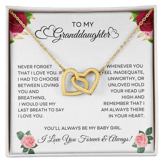 To My Granddaughter - Interlocking Herarts Necklace
