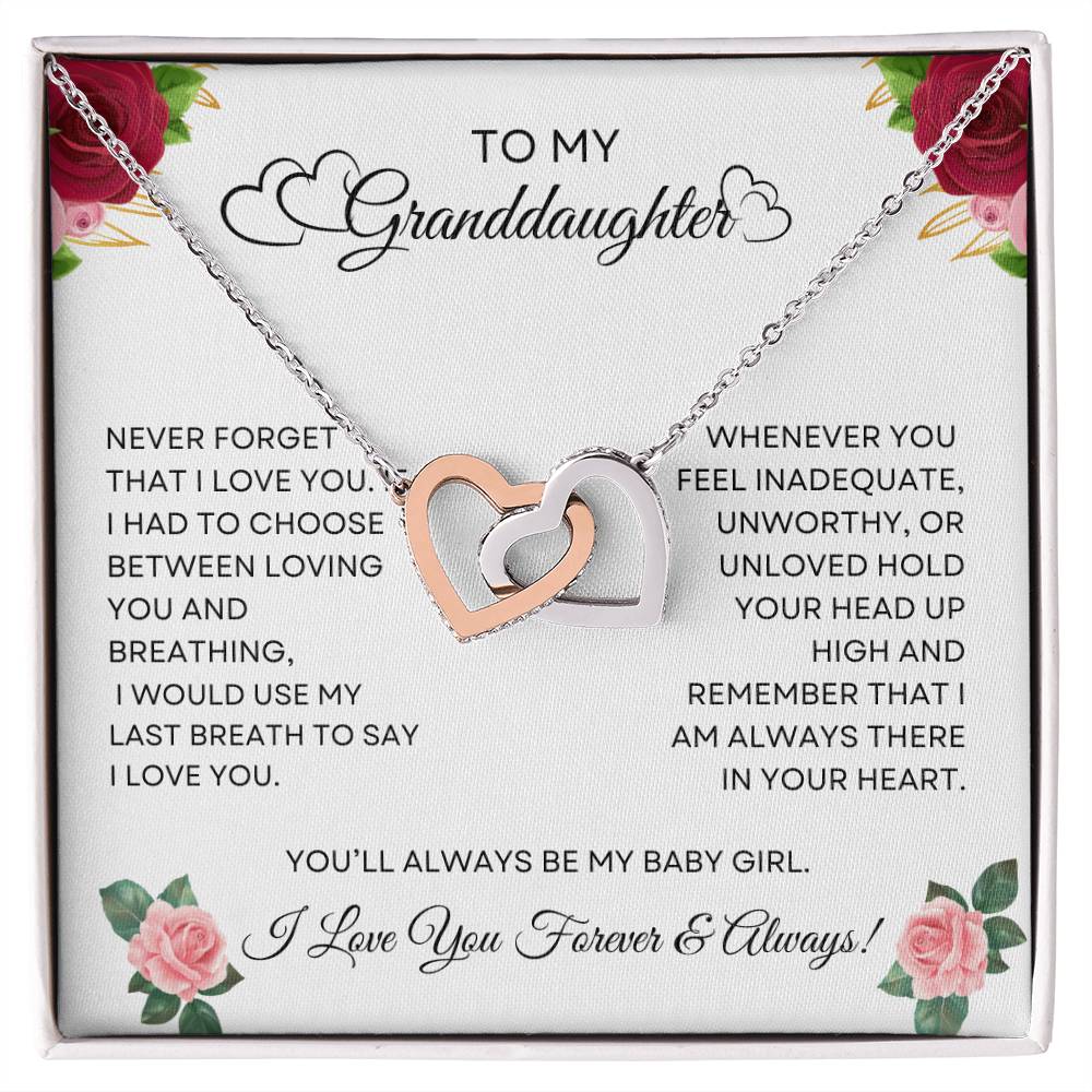 To My Granddaughter - Interlocking Herarts Necklace