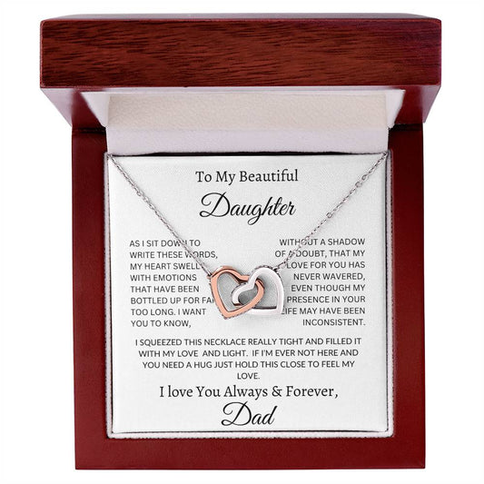 To My Beautiful Daughter Love Dad - Interlocking Hearts Necklace