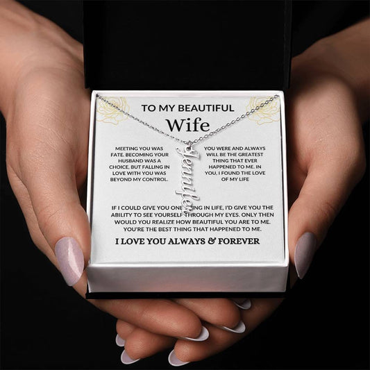 To My Beautiful Wife - Vertical Name Necklace