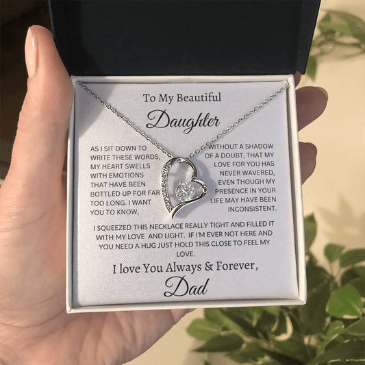 To My Beautiful Daughter Love Dad - Forever Love Necklace