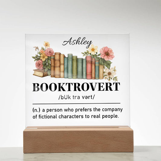 Personalized Book Lover Acrylic Plaque with LED Base