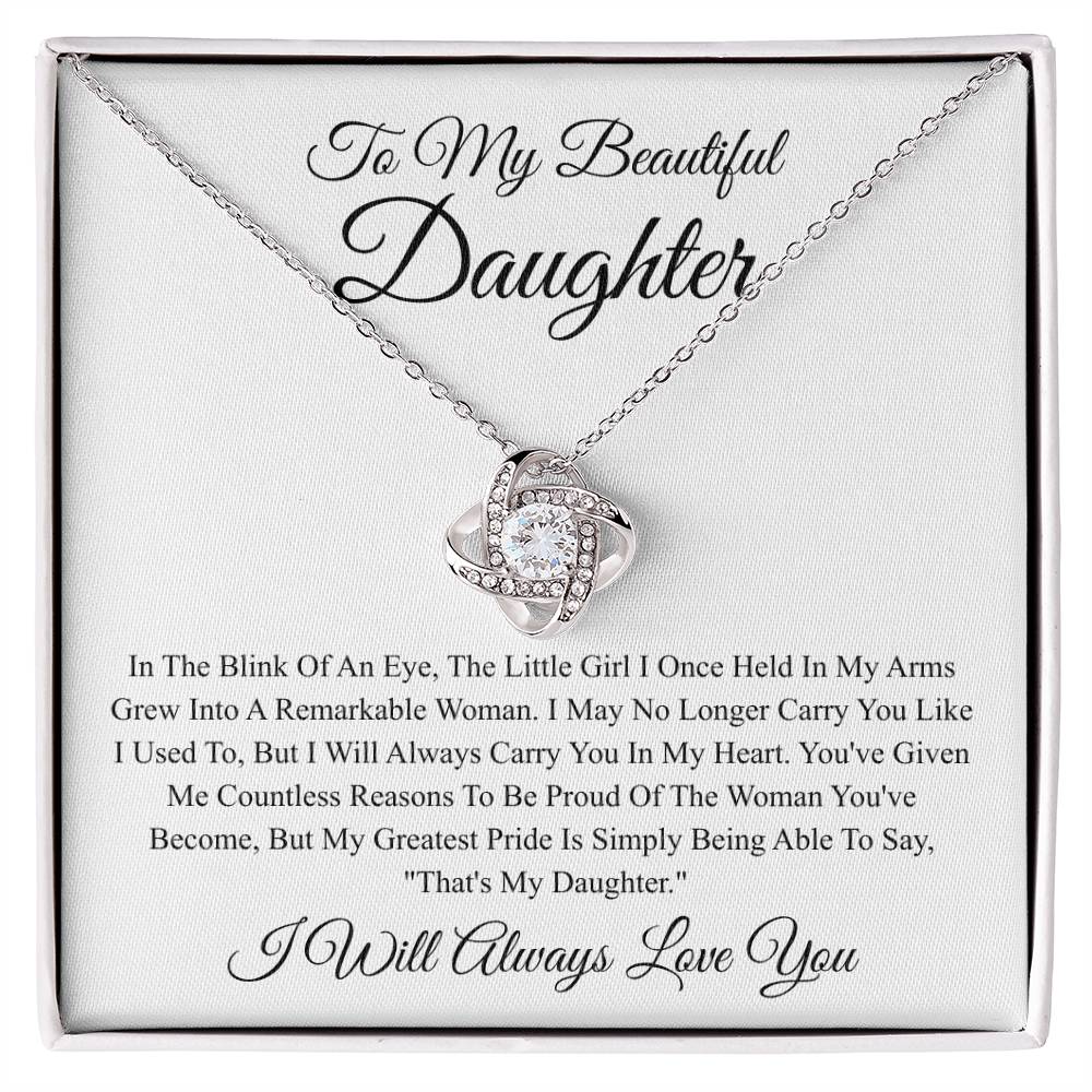 To My Beautiful Daughter Love knot Necklace