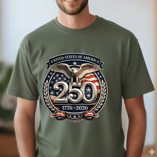 United States of America 250 Shirt | Patriotic Eagle Badge Tee | 1776–2026