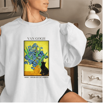 Irises – 1890 (Black Cat Version) sweatshirt