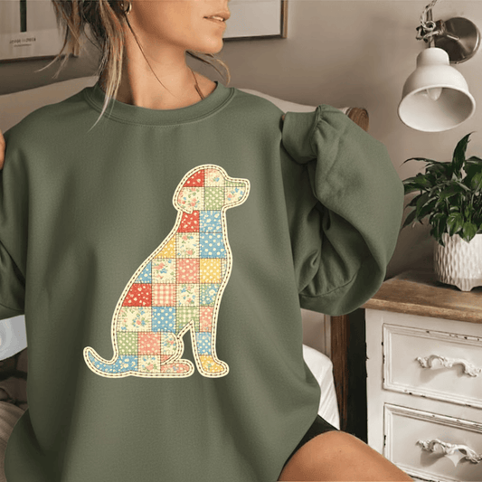 Purrfectly Faux Patched Dog Silhouette