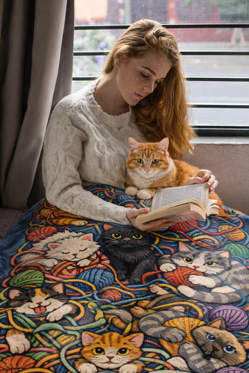 Yarn Chaos Cats – Cozy Craft Lover Blanket
