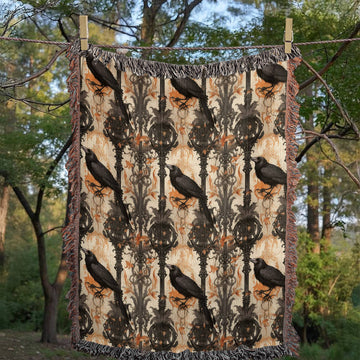 Gothic Raven Elegance Woven Blanket