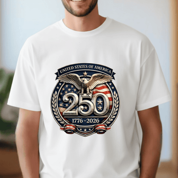 United States of America 250 Shirt | Patriotic Eagle Badge Tee | 1776–2026