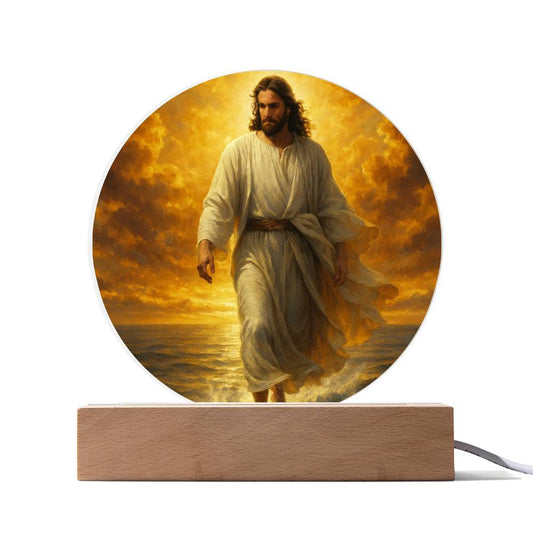 Walk by Faith – Jesus Walking on Water Round Acrylic Plaque