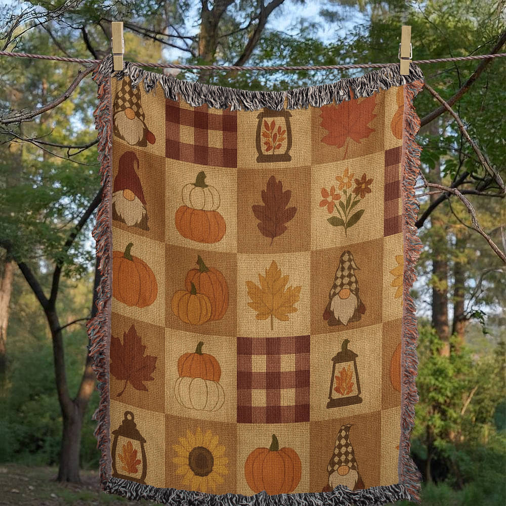 Rustic Farmhouse Patchwork Woven Blanket