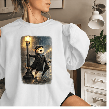 Meowin’ in the Rain – Whimsical Cat Art Sweatshirt