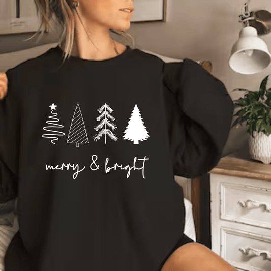 Merry & Bright Christmas Trees Sweatshirt
