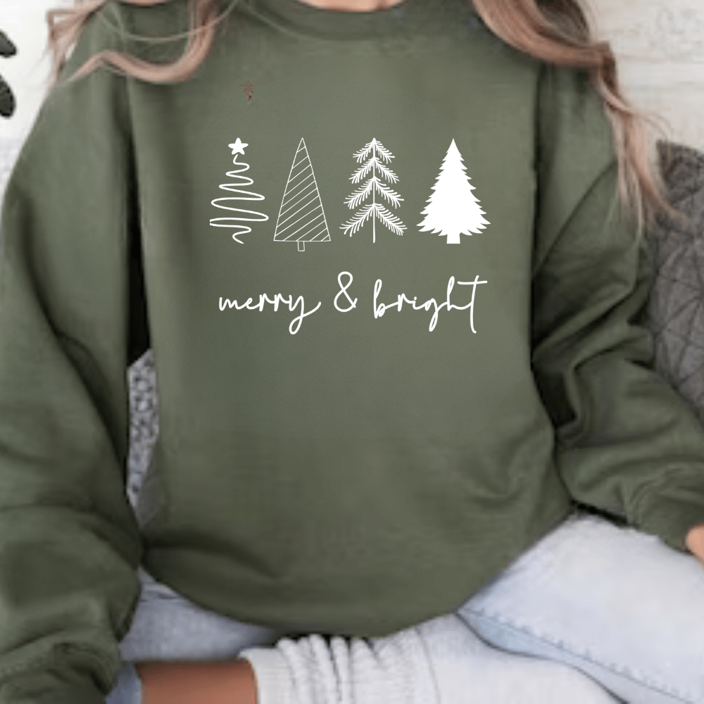 Merry & Bright Christmas Trees Sweatshirt