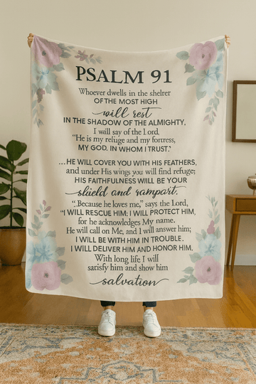 Psalm 91 Faithful Floral Blanket