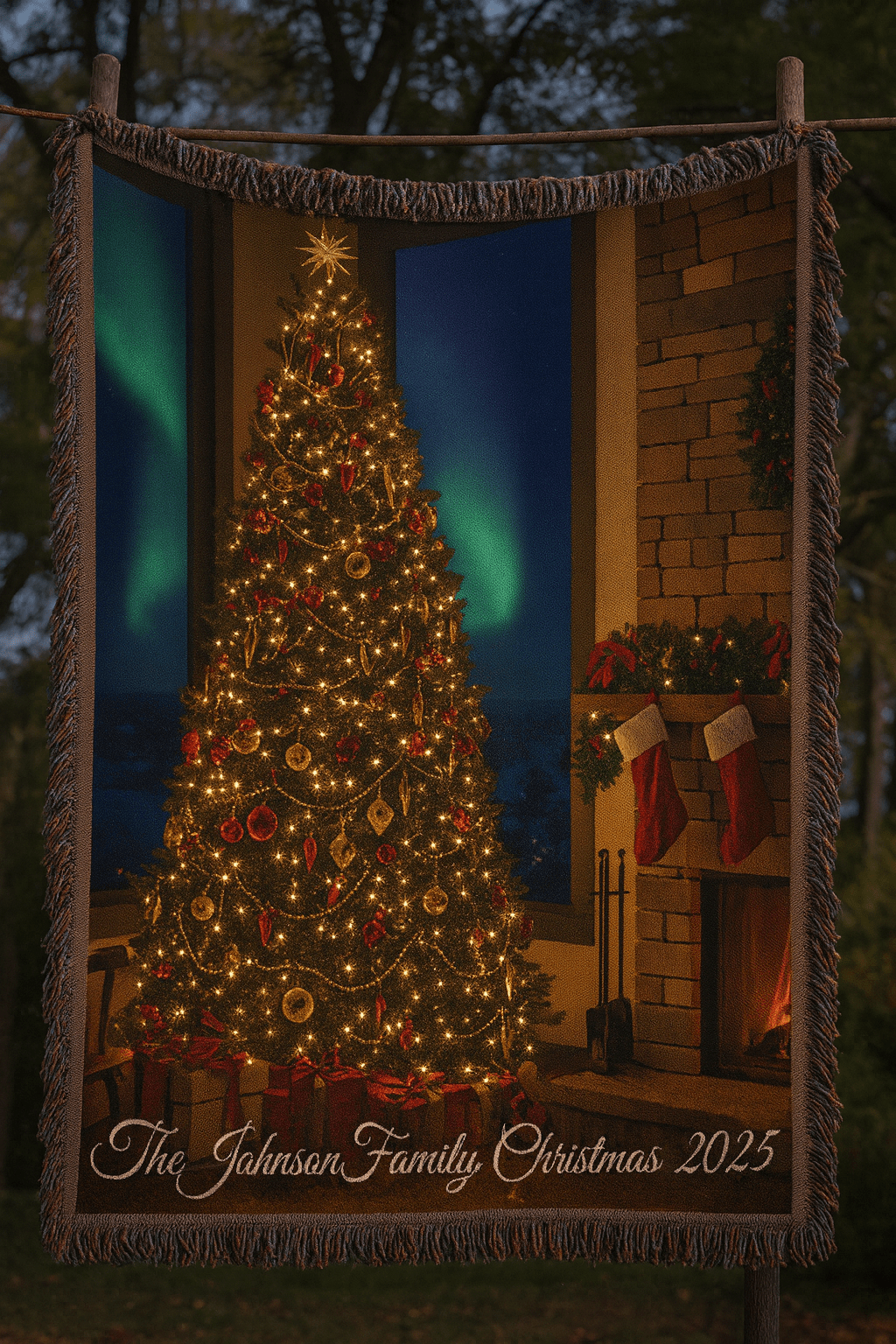 Custom Family Christmas Keepsake Woven Blanket