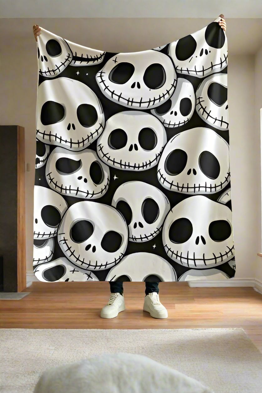 Custom Skull Design Cotton Blanket