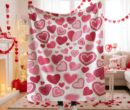 Blushing Hearts – Cozy Valentine Sherpa Blanket