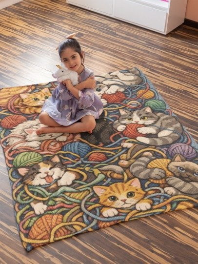 Yarn Chaos Cats – Cozy Craft Lover Blanket