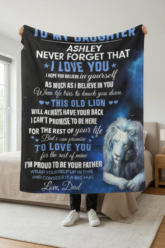 This Old Lion Daughter Personalized Blanket from Dad