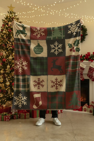 Rustic Patchwork Christmas Blanket