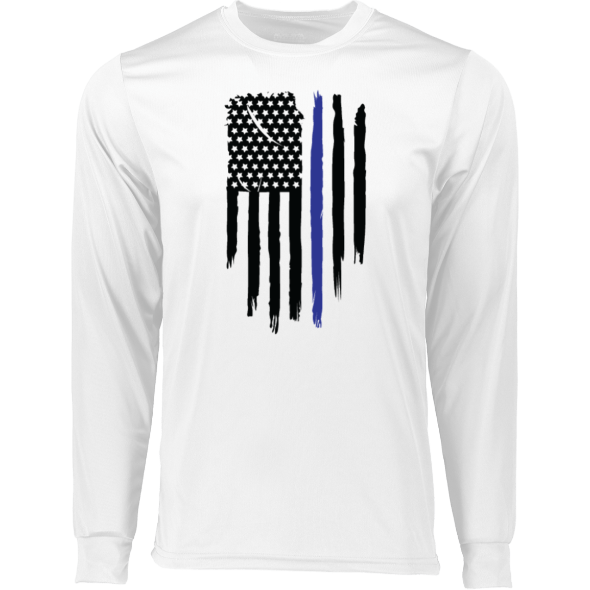 Vertical Police Flag  Men's Long Sleeve Moisture-Wicking Tee