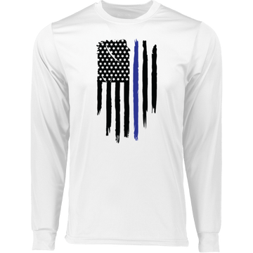 Vertical Police Flag  Men's Long Sleeve Moisture-Wicking Tee