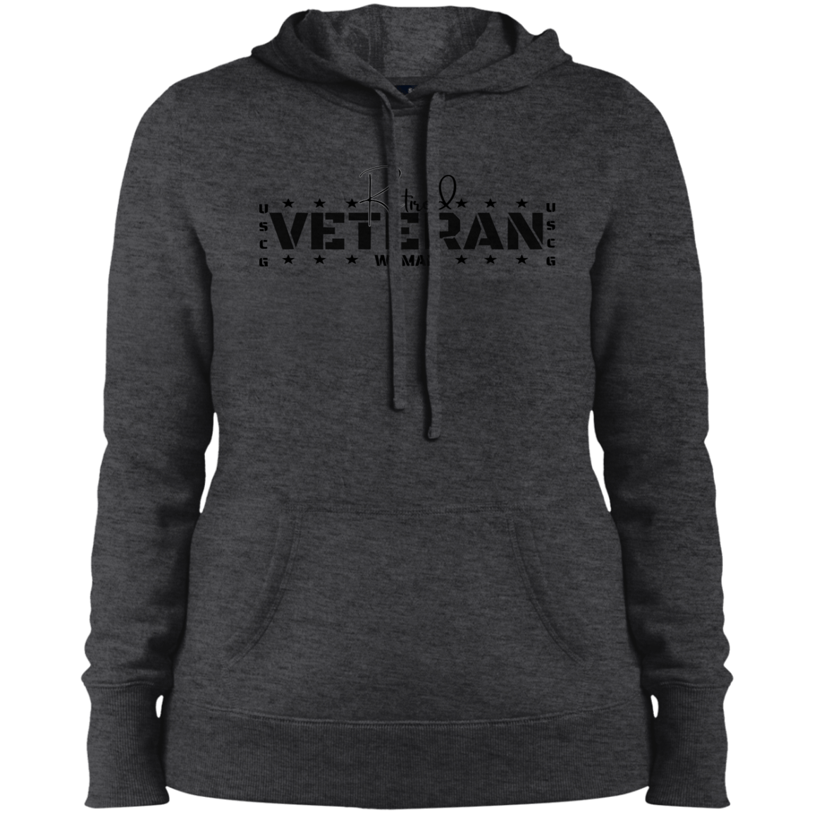 Retired Veteran Black letters Ladies' Pullover Hooded Sweatshirt