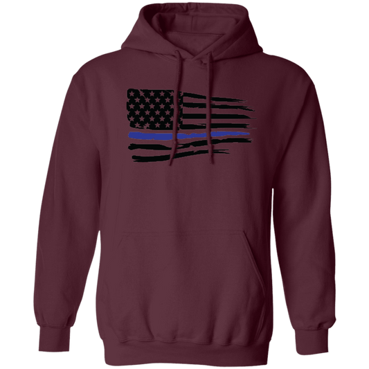 Horizontal Police Flag Men's Pullover Hoodie