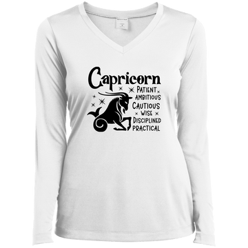 Capricorn Ladies’ Long Sleeve Performance V-Neck Tee