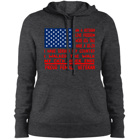 Proud Female Veteran  Ladies' Pullover Hooded Sweatshirt