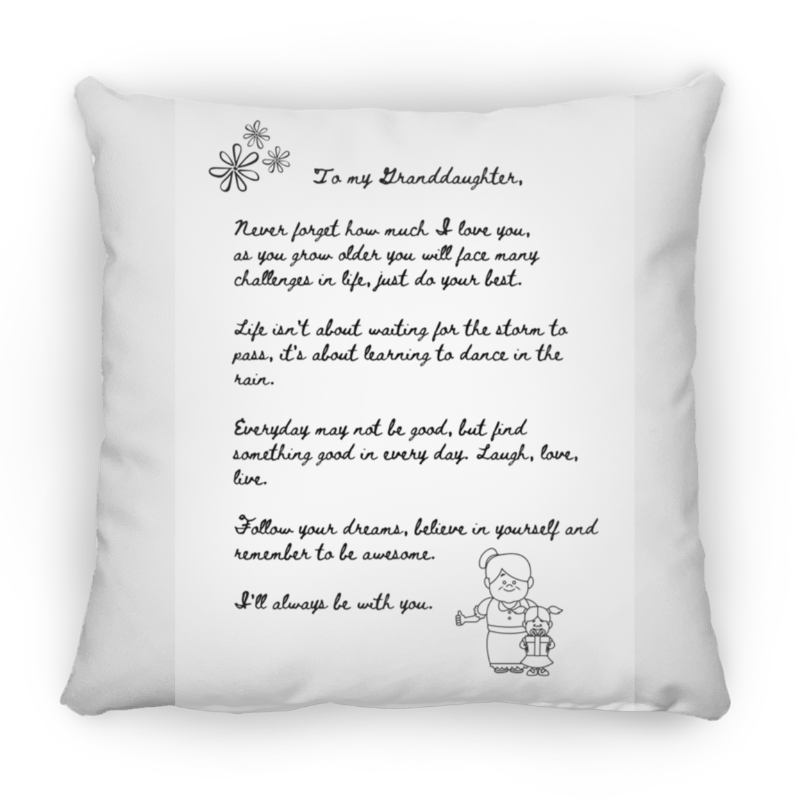 A Letter for my Granddaughter Large Square Pillow