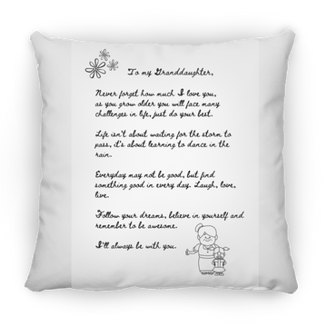 A Letter for my Granddaughter Large Square Pillow
