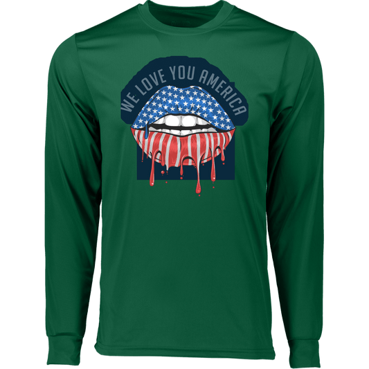 Love America Men's Long Sleeve Moisture-Wicking Tee