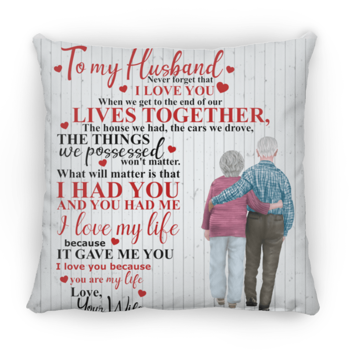 To My Husband Large Square Pillow