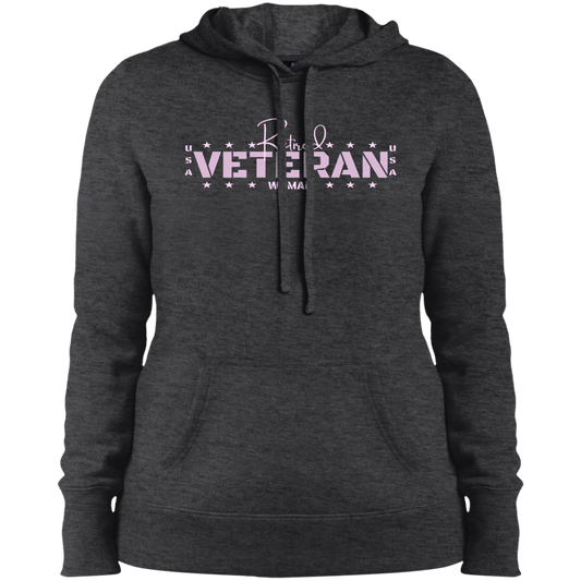 Retired Veteran Pink Letters Ladies' Pullover Hooded Sweatshirt