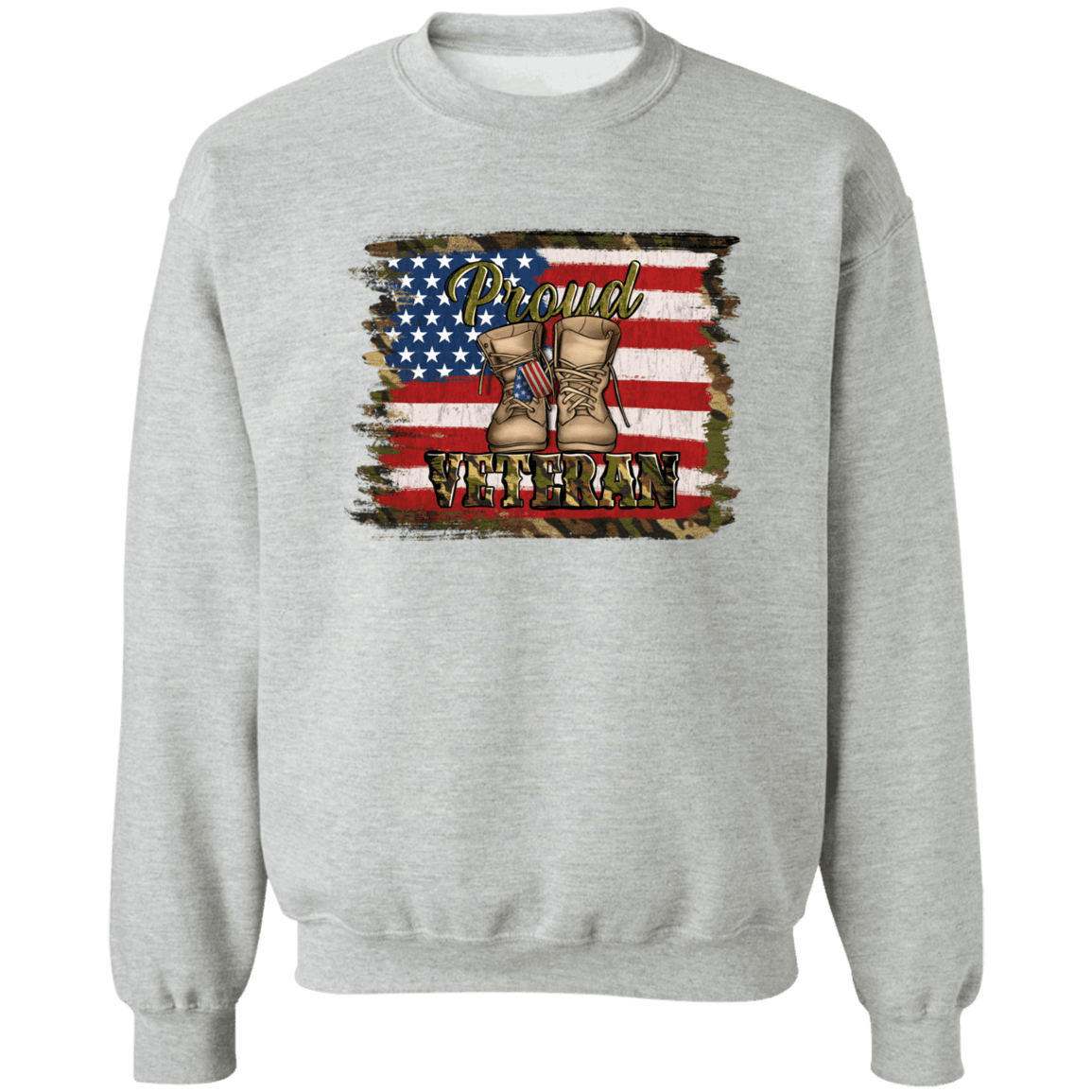 Proud Veteran Ladies Crewneck Pullover Sweatshirt