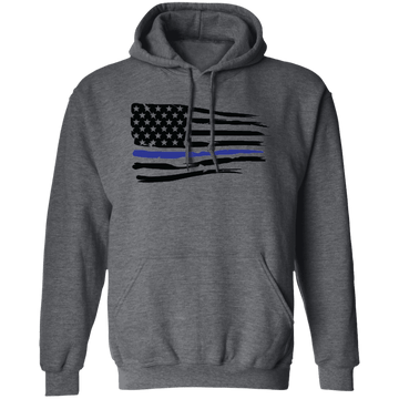 Horizontal Police Flag Men's Pullover Hoodie