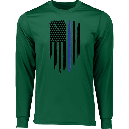 Vertical Police Flag  Men's Long Sleeve Moisture-Wicking Tee