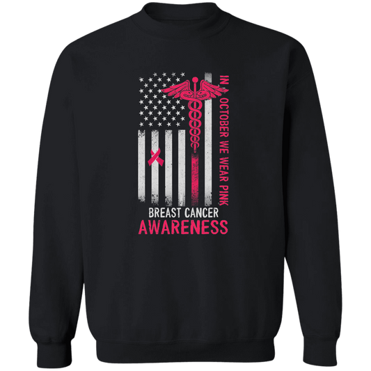 Breast Cancer Flag Unisex  Crewneck Pullover Sweatshirt