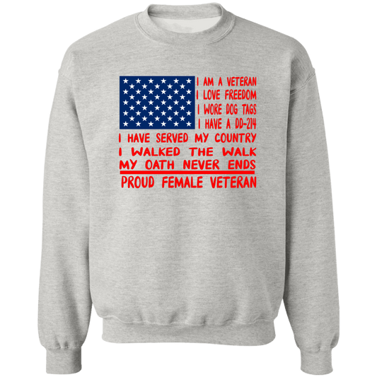 Proud Female Veteran Ladies Crewneck Pullover Sweatshirt